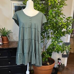 Lucky Brand Sage Green Tiered baby doll dress